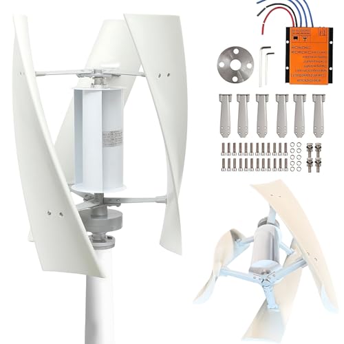 Kit De Turbina Eólica De Eje Vertical De 100 W Y 12 V/24 V con Controlador Y Aspas, Generador Trifásico con Rueda Auxiliar para Uso Doméstico, Casas Móviles, Cenadores Y Aplicaciones Marinas