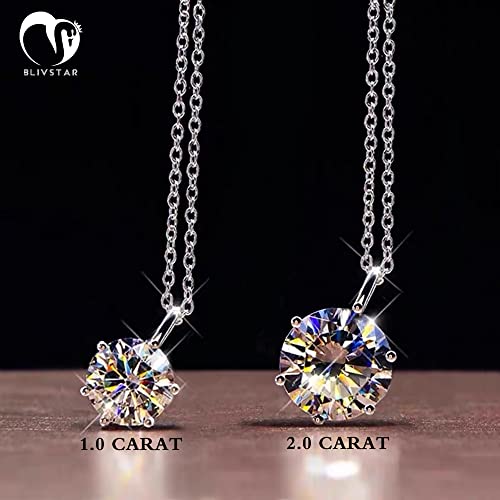Moissanite Necklaces for Women 925 Sterling Silver Necklace with 1CT Moissanite Pendant 18K Gold-Plated Dainty Jewelry Gift for Women Mom2