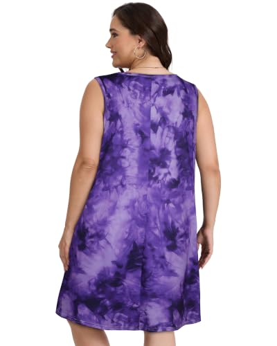 Image of elescat Plus Size Summer Dresses for Women Sleeveless Pockets Beach Tshirt Tank Sundress 2026