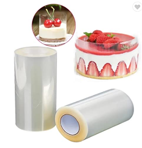 Image of Cake Decor Clear Acetate Cake Collar Roll 8cm x 10m - Food Grade PET Transparent Cake Strip for Mousse Cake, Chocolate Decoration, Baking & Pastry Tools - Professional Cake Decorating Collar Sheet