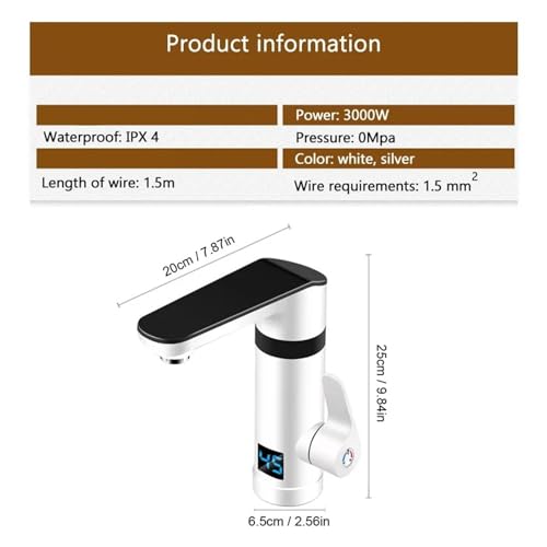 Robinet chauffe-eau électrique 3000W mitigeur cuisine eau chaude