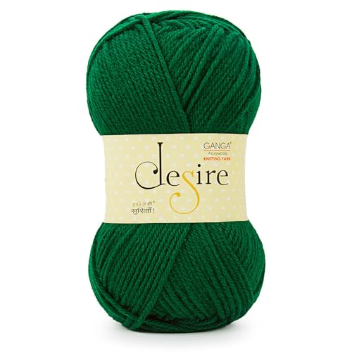 Image of Ganga Acrowool Desire 100% Acrylic Aran Weight Yarn (Pack of 1 ball - 100g) - approx. 200mtr Premium Knitting & Crochet Yarn for Winter Sweaters, Scarves, Blankets | Medium Weight 4, UK 5 (5.5mm) Needle & UK 3 (6.5mm) Hook | Hypoallergenic, Hand Wash (Multicolor) (DRS 015 Pine)