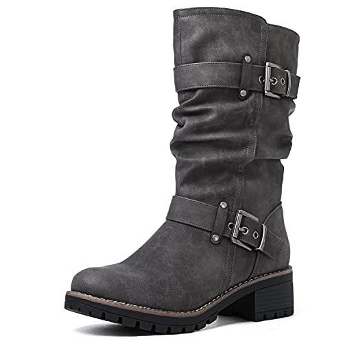 GLOBALWIN Mid Calf Biker Boots
