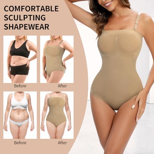 Image of Strapless Shapewear for Women Tummy Control Triangle Bodysuit Body Shaper