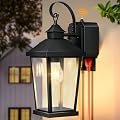 Slypadan Porch Lights with Outlet, 16.5" Large Dusk to Dawn Outdoor Wall Lights, Black Exterior Light Fixtures, Anti-Rust Waterproof Wall Sconce, Outside Light for House Garage Patio