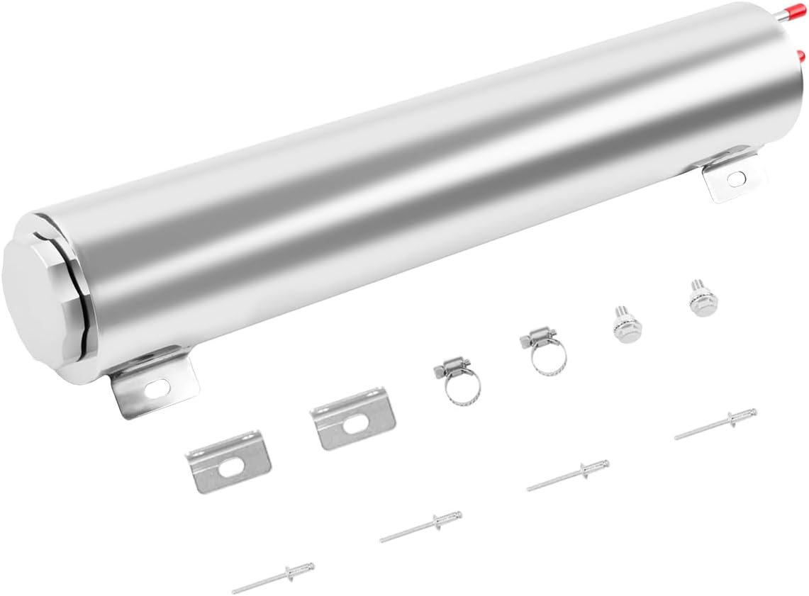 Radiator Coolant Overflow Tank 3'' x 16'' Inch Polished Stainless Steel 50 OZ OverFlow Reservoir