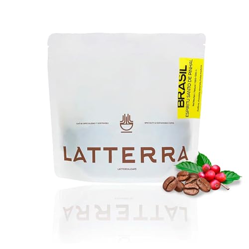 Latterra Café Especialidad en Grano Origen Brasil 340gr - Café de Especialidad con Notas de Avellana, Chocolate y Panela - Tueste medio 100% Natural de São Paulo