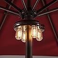 Nora·Gift Patio Umbrella Light with LED Edison Bulbs, Battery Operation Cordless-Outdoor Umbrella Pole Lights with 2 Lighting Modes for Garden?Patio, Backyard, Camping or BBQ - Brown(1 Pack)