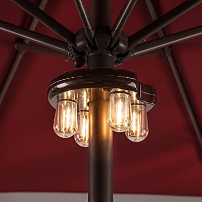 Nora·Gift Patio Umbrella Light with LED Edison Bulbs, Battery Operation Cordless-Outdoor Umbrella Pole Lights with 2 Lighting Modes for Garden?Patio, Backyard, Camping or BBQ - Brown(1 Pack)