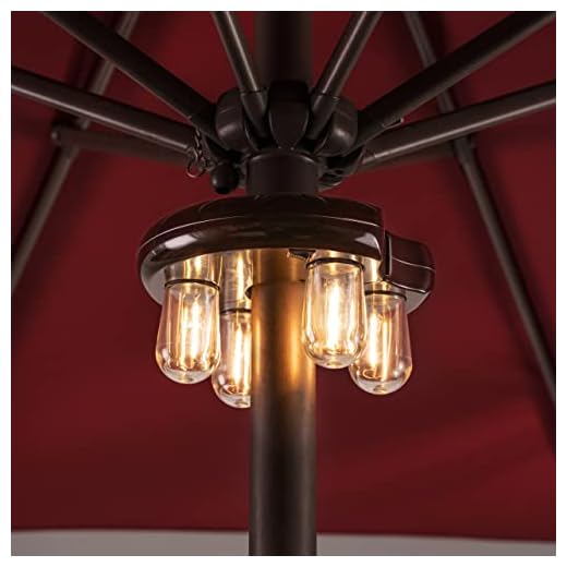 Nora·Gift Patio Umbrella Light with LED Edison Bulbs, Battery Operation Cordless-Outdoor Umbrella Pole Lights with 2 Lighting Modes for Garden,Patio, Backyard, Camping or BBQ - Brown(1 Pack)