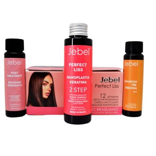 JEBEL Perfect Liss Nanoplastia - Kit Stiratura Brasiliana - 12 settimane liscio professionale - Kit Mantenimento Stiratura - Intensivo, Protettivo e Riparatore con Cheratina - Senza Formaldeide