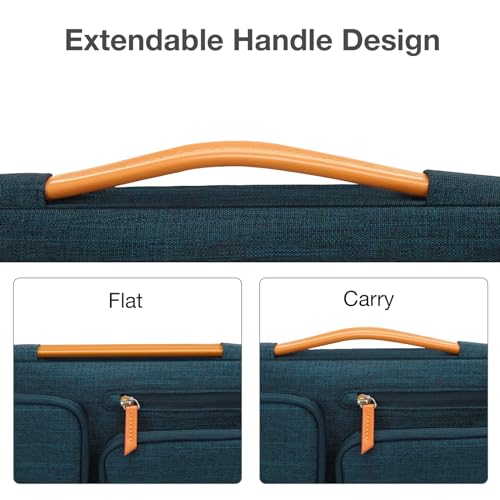 Image of MOSISO 360 Protective Laptop Case 15 inch, 15 inch Laptop Sleeve Compatible with MacBook Air M4 M3 M2 2025 2024 2023, Dell XPS Plus, Side Open Carrying Case with 4 Zipper Pockets&Handle, Teal Green