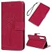 Produktbild Edauto für Samsung Galaxy A7 2018 Hülle Leder Flip Case Tasche Eule Baum Wallet Handyhülle Kunstleder Bookstyle Brieftasche Schutzhülle Handytasche Magnetisch Kartenfach Ständer Etui Rose Red