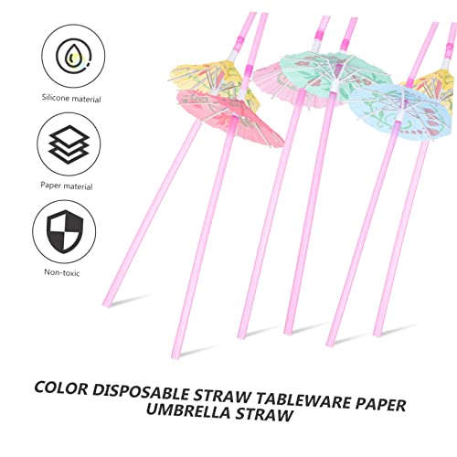50 pitillos desechables de papel con sombrilla coloridos miniatura 3