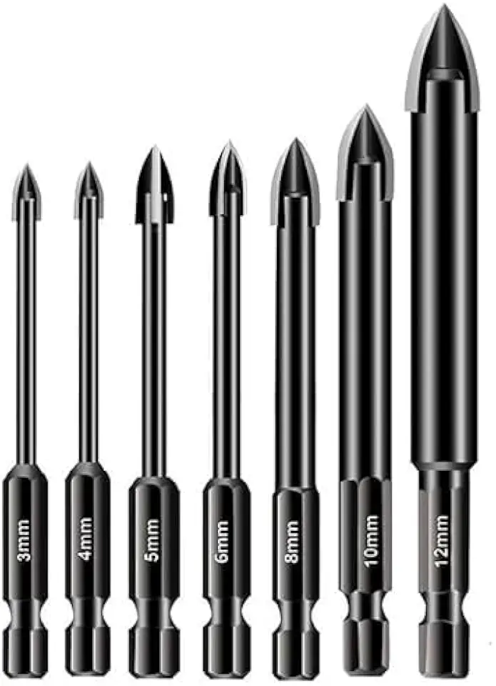 Kit com 7 Brocas de Titânio Liga Dura Universal – 3 a 12mm para Metal, Madeira e Plástico