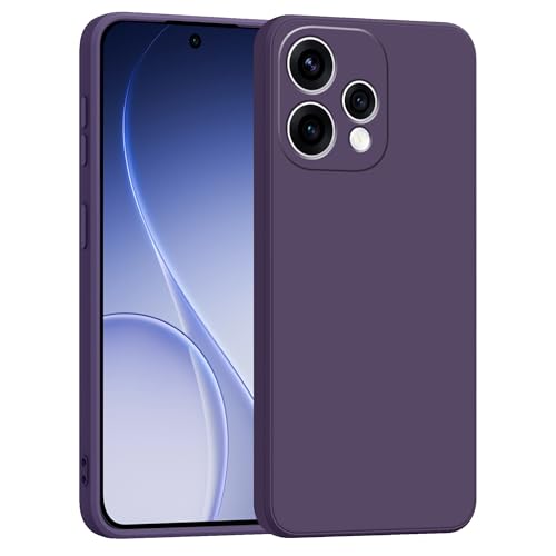 Image of amazon basics Back Cover for Oppo Reno 15 5G | Ultra Slim Soft Rubberised Case | Matte Silicone Flexible Mobile Case | Camera Protection - Purple