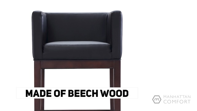 Butaco Manhattan Comfort Kingsley de cuero sintético, diseño moderno de mediados de siglo, madera de haya nogal con reposapiés de metal dorado, completamente ensamblado, altura del asiento 30 pulgadas, juego de 3, color camel miniatura 7