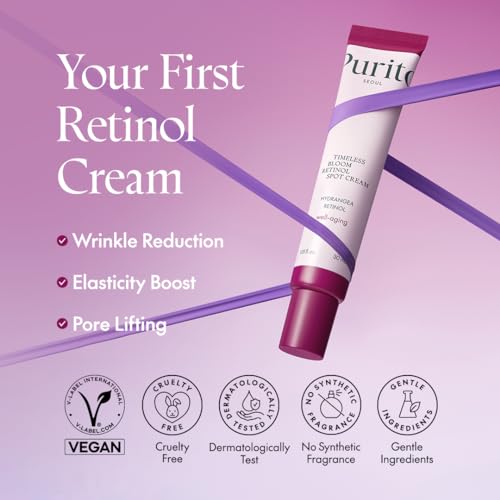 Purito Seoul Timeless Bloom Retinol Spot Cream, Korean Jeju Hydrangea, Per Pelli Sensibili, Crema Retinolo, Riduzione Del Rumore, Crema Viso Anti-Invecchiamento, K-Beauty, 30 Ml - 2