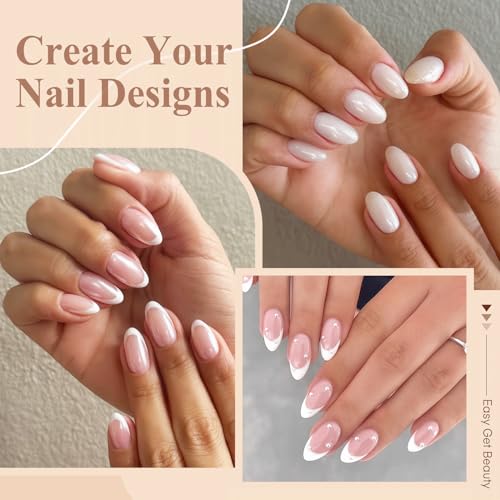 Image of Luckyfairy Short Almond Nail Tips, 504pcs Full Cover Soft Gel Nails Tips 15 Sizes No C Curve Almond Shape Nail Tips for Acrylic False Nails Professional for Nail Extensions Salons Home DIY