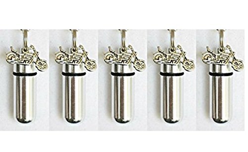 greatoeSpecial Set of FIVE - Silver MOTORCYCLE Personal CREMATION URN Keepsakes with Velvet Pouches & Fill Kit