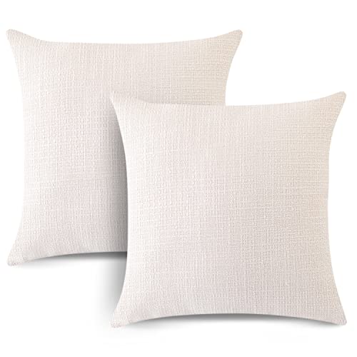 Otostar Linen Throw Pillow Covers Set Of 2 Decorative Square Pillowcases Cushion Covers 20X20 Inch For Home Decor Sofa Bedroom Car 50 X 50Cm Cream White/Beige #TOP7
