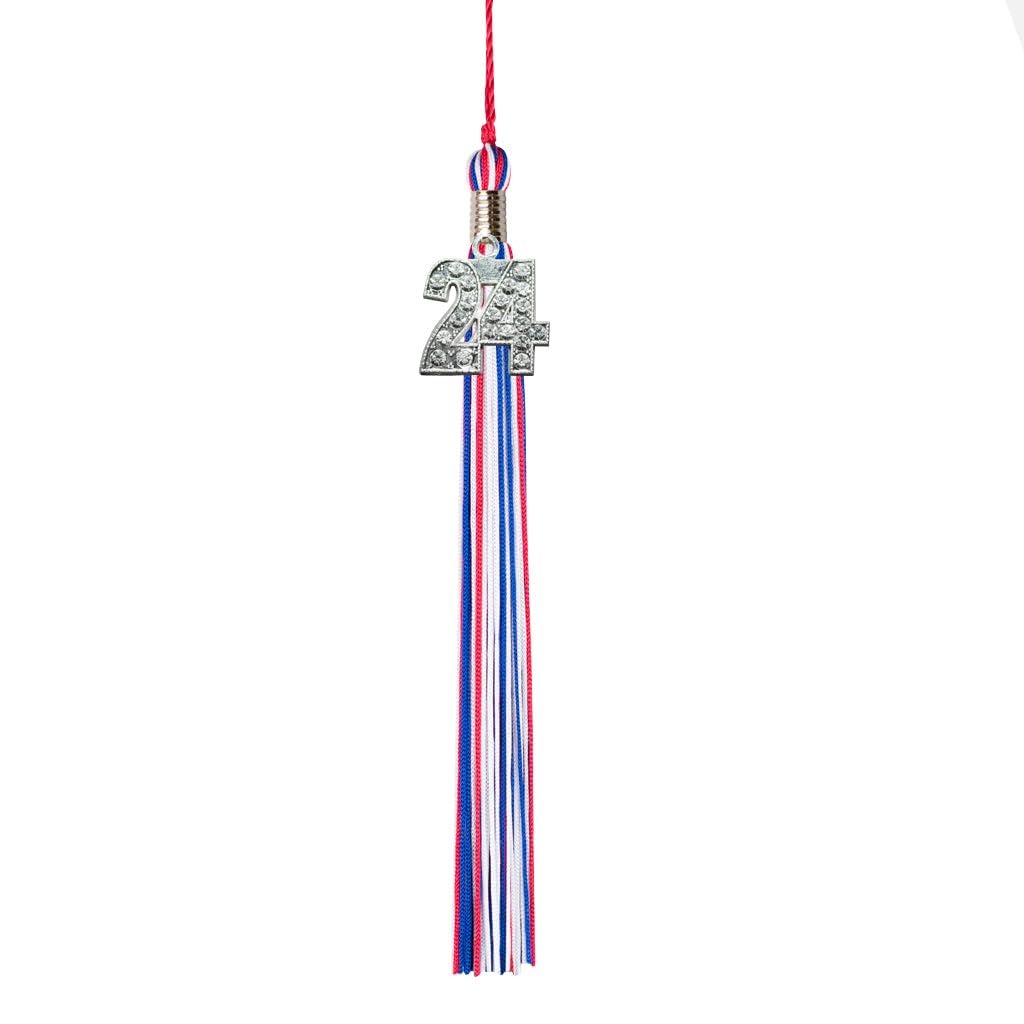 Class Act Graduation Graduation Tassel - Bling Charm - 3 Color, 2024, Blue/Red/White