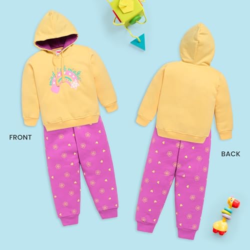 Image of LuvLap Baby Girls Full Sleeve Hooded Sweatshirt & Pyjama Set Pack of 1