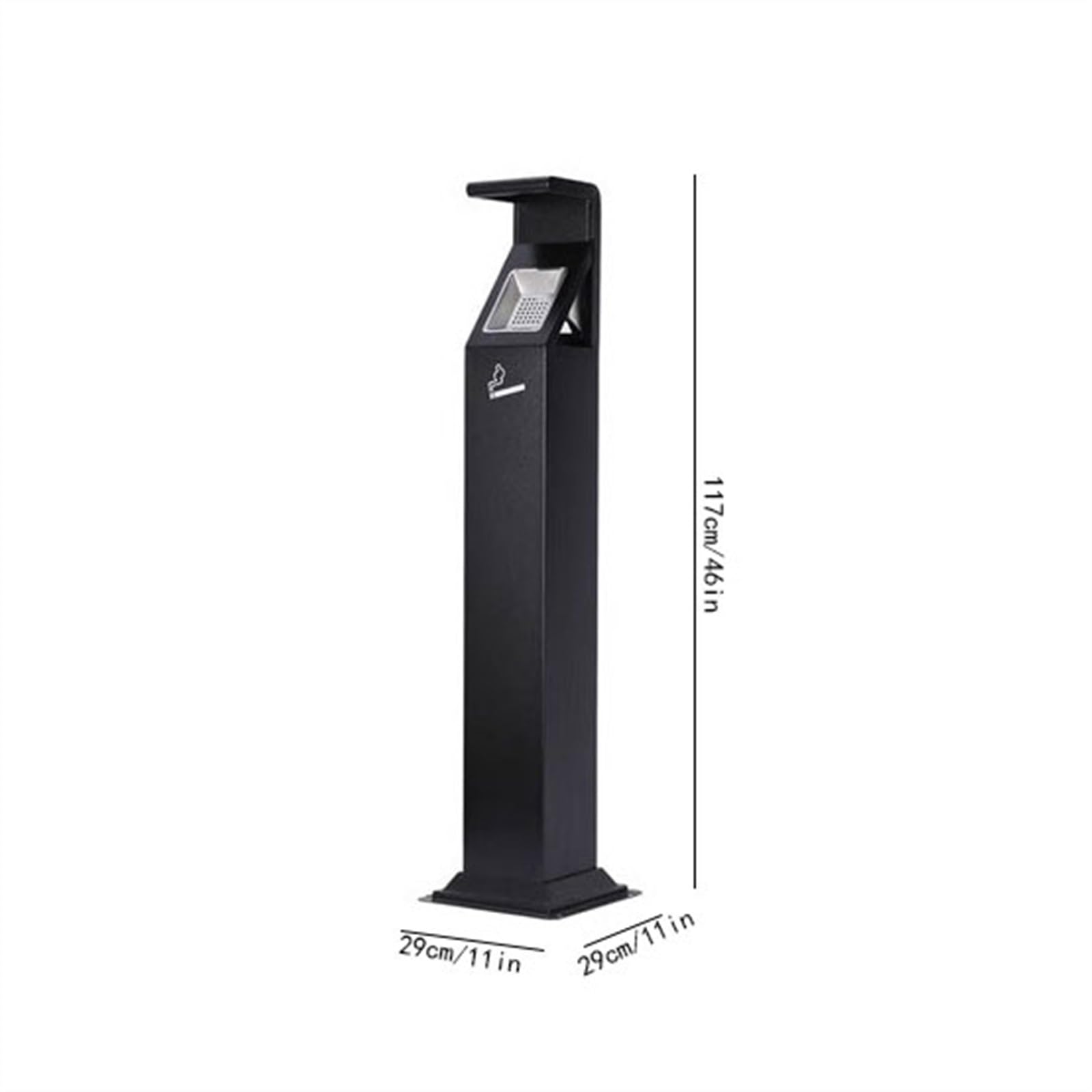 Edelstahl-Aschensäule Für Außenbereich – 330x280x890 Mm, Mit Inneneimer, Feuerfest, Für Hotel- & Firmeneingänge
