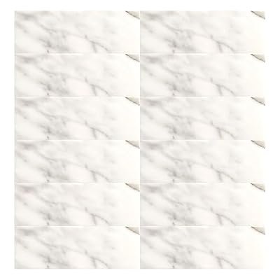 Apollo Tile 4 x 12 in. Subway White Honed Calacatta Gold Marble Tile 15-Pack APLFCT88412HA for Bathroom, Garage, and Shower Walls or Flooring, Kitchen Backsplashes, Patios