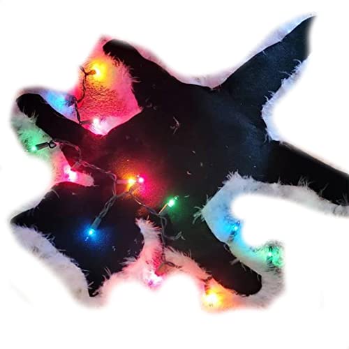 Itonash Light Up Fried Cat Rug National Lampoon’s Christmas Vacation Inspired Aunt Bethany’s Fried Cat Decorative Fur Trimmed Rug Funny Christmas Lights Rug Decoration (C)