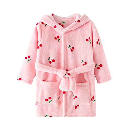 Kleinkind Baby Mädchen Cartoon Bademäntel Mit Kapuze Warm Flanell Nachthemd Nachtwäsche Pyjamas Baby Schlafzeug 80 (Pink, 2-3 Years)