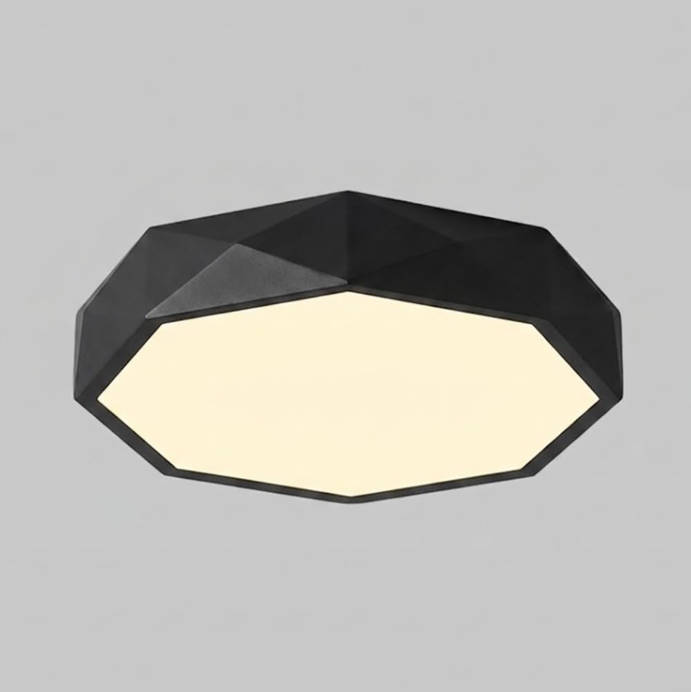 COSRUB Polygonal LED Flush Mount Ceiling Lights, Nordic Colorful Geometry Flat Panel Light Minimalist Dimmable Ceiling Lamp for Bedroom Study Office(Black(6000K),60cm/23.62in)