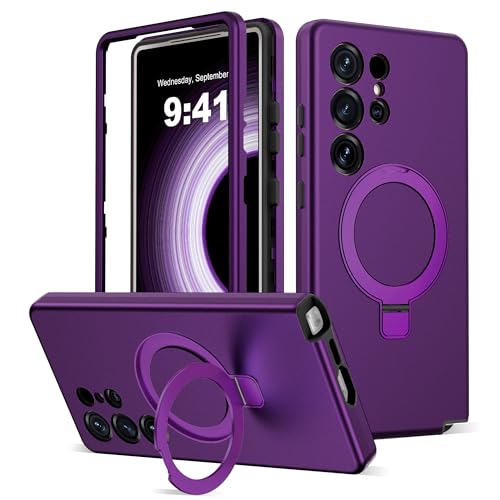 DuiDuiQ Designed for Samsung Galaxy S25 Ultra Case with Magnetic Ring Stand[Compatible with Mag-Safe][Military Grade Drop Protection][Build in Kickstand] S25 Ultra Phone Case 6.9',Purple 251020
