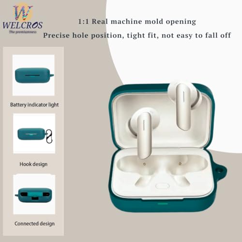 Image of WELCROS Soft Silicone Case Cover Compatible for Realme Buds Air 7 | 7 Pro (Moss Green, with Keychain)