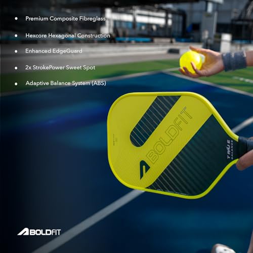 Image of Boldfit Pickle Ball Racket Pickleball Paddle 13mm with Comfort Grip Handle, Enhanced Power & Control, Hexacore Structure
