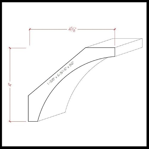 EWCR41 Large Cove Crown Moulding, 1-3/8\" x 6-3/16\", Poplar, 94\" - Thumbnail 4