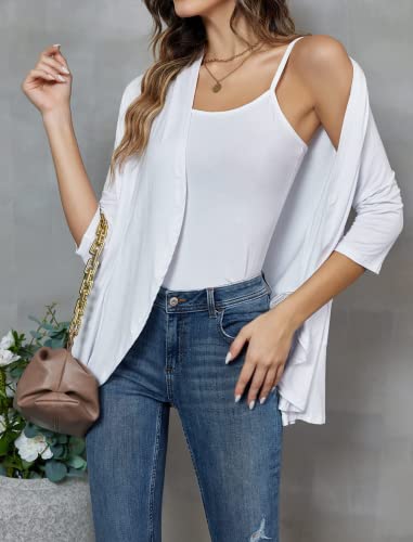 Zeagoo Women'S Loose Casual 3/4 Sleeve Open Front Breathable Cardigans White Xl thumb #2