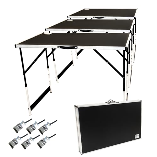 TRUTZHOLM 3-er Set Multifunktionstisch mit Ausziehfunktion 100x60 cm 90kg Gesamtbelastung Tapeziertisch Flohmarkttisch Campingtisch Klapptisch Beistelltisch Grilltisch höhenverstellbar inkl. Verbinder