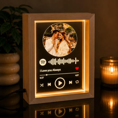 Image of Customized Acrylic Photo Frame Personalized Name, Photo Text | Premium Gift for Birthday AnniversaryGift for Couples HD Print with Name Picture | Unique Gift All Occasions (Spotify Desgin)