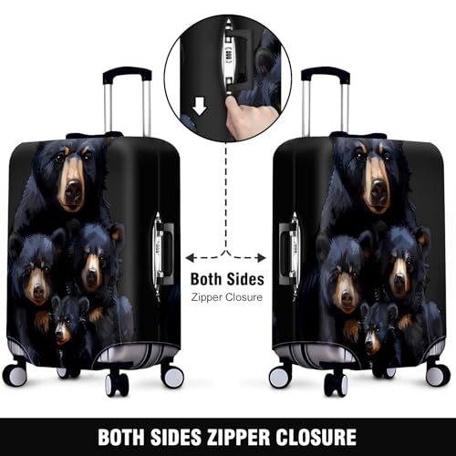 Travel Luggage Cover Suitcase Protector Scratch-Resistant Fit Not Included Suitcase Bear Family XL-30-32in2