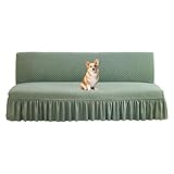 YQWUIJS Fundas de sofá elásticas sin Brazos con faldón, para futón, Cama y Sala de Estar (Verde)
