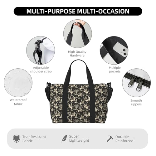 Travel Duffle Bags For Women Men - Western Cowboy White Horse Print Personal Item Weekender Overnight Gym Carry On Airport Tote Bag With Strap For Yoga, Travel, Business Trips3