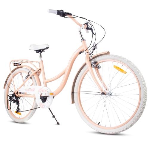 sun baby Mädchenfahrrad 24 Zoll Flower Bike Aprikose, Kinderfahrrad für...