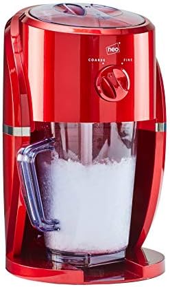 Neo Ice Crusher Slush Machine Electric Crushed Ice Maker with Removable Jug for Blending Slushies, Cocktails, Frappe, Coffee and Iced Tea (Red)