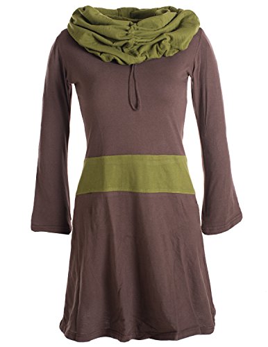 Preisvergleich Produktbild Vishes - Alternative Bekleidung - Langärmliges Baumwoll Hoodie Kleid mit großem Schalkragen braun 36