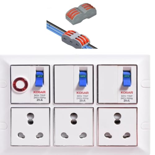 Image of ELEGANT CASA 16 Amp Heavy Duty Extension Board Box with MCB Protection (Without Cable Cord) | 2500W Multi-Plug Socket Power Strip with Free PCT Connector for DIY Custom Wiring (White)