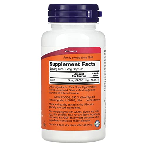 Biotina, 5.000 Mcg (60 Cápsulas Vegetais) Now Foods
