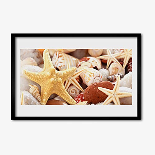 Cadre en MDF 60x40 cm motif plage pour réchauffer une décoration murale blanche