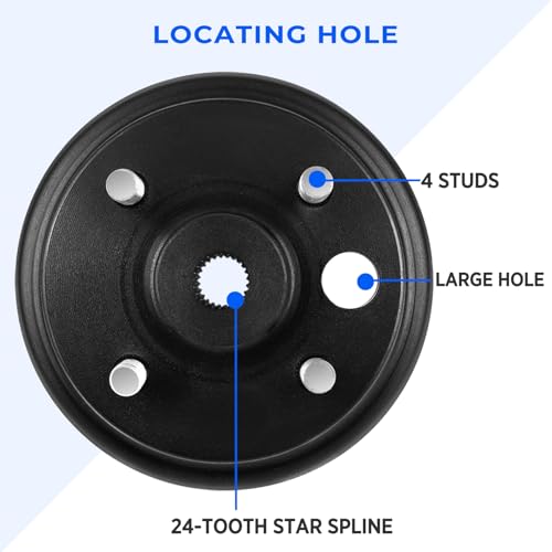 2 Pack Golf Cart Drum Brake for EZGO TXT 1982-Up Electric and 1982-1993 2-Cycle Gas, 24 Teeth Splines Brake Hub Drum Assembly 19186-G1P 19186G1P 19186-G1