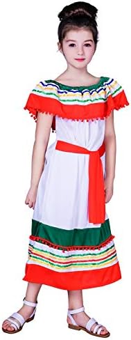 PGOND Girls Mexican Traditional Dress Party Costume 7-9Y